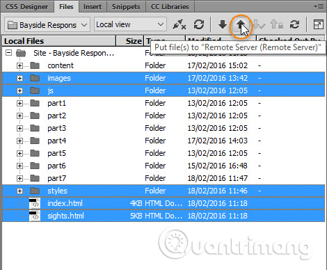 Click vào biểu tượng Put Files 