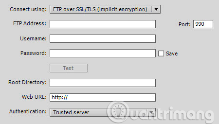Chọn FTP over SSL/TLS