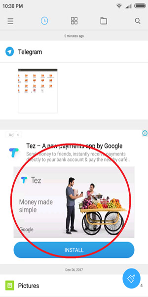 Quảng cáo trên điện thoại Xiaomi 2