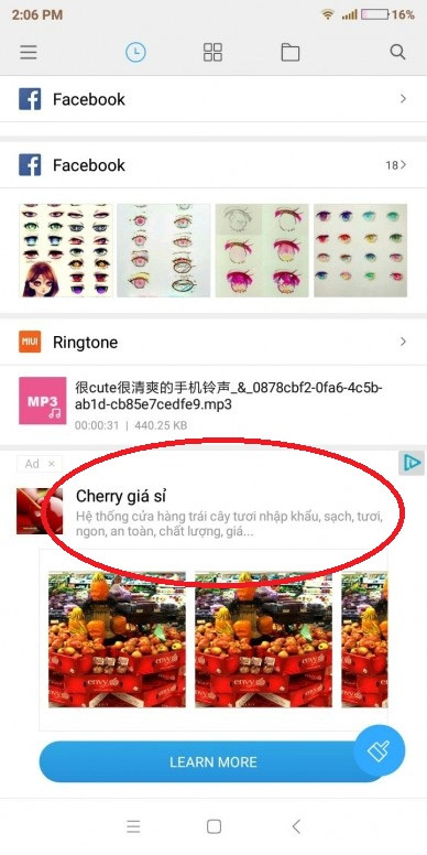 Quảng cáo trên điện thoại Xiaomi