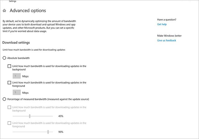 Đặt lượng băng thông tuyệt đối theo Mbps