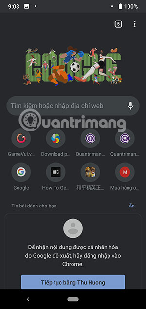 Giao diện tab mới