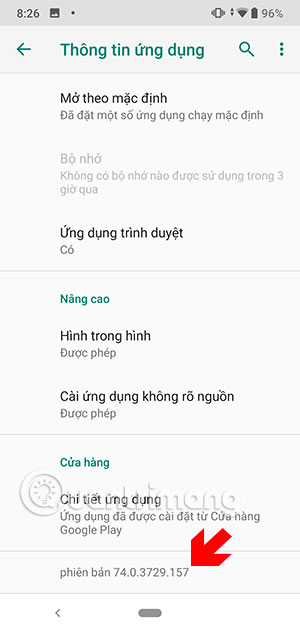 Phiên bản Chrome Android