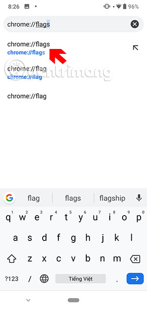 Gõ chrome://flags