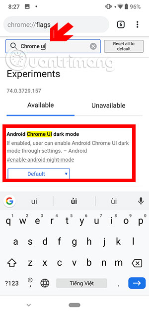 Chrome UI dark mode