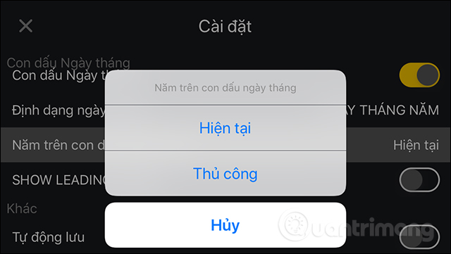 Thay đổi năm hiển thị