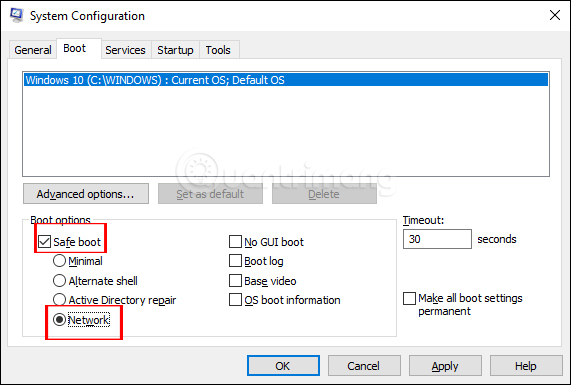 Bật chế độ Safe boot