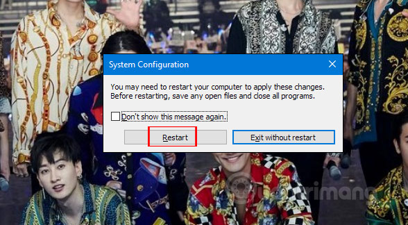 Khởi động lại máy tính