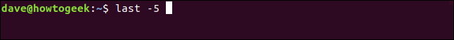 Lệnh last với tùy chọn -5
