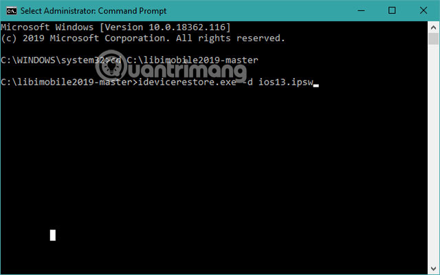 Gõ lệnh nâng cấp iPadOS