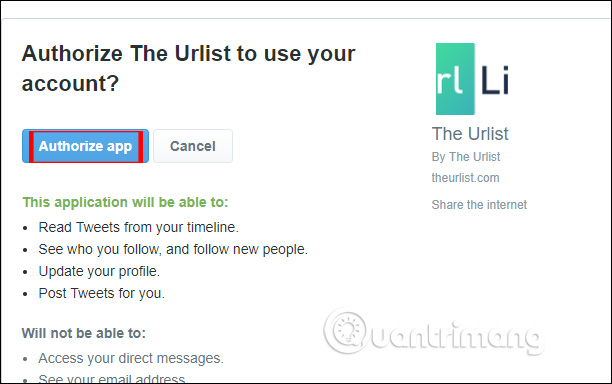 Cho phép truy cập tài khoản