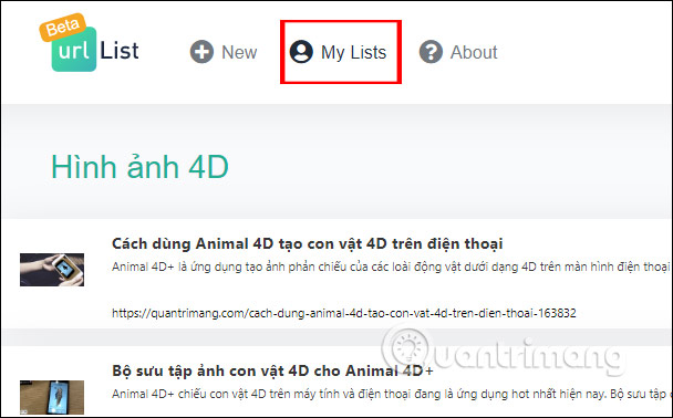 Truy cập nhóm link đã tạo