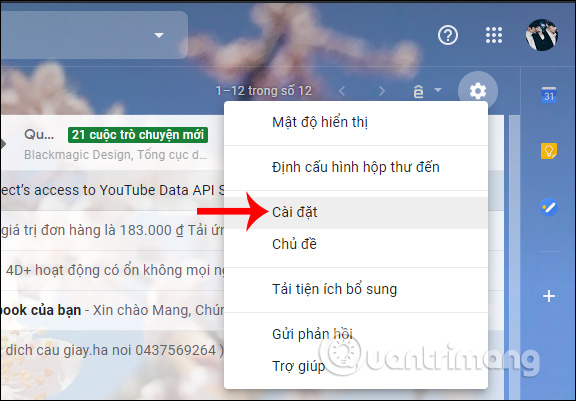Cài đặt Gmail cũ