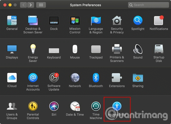 Click vào Accessibility