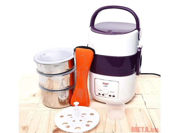 Hộp đựng cơm điện 3 tầng Magic A06