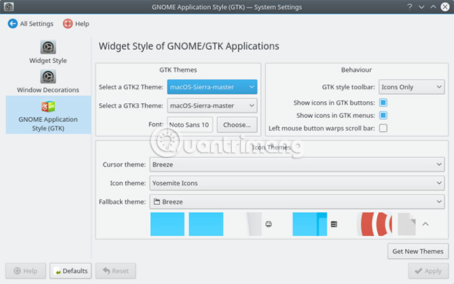 Đi đến Appearance > Icons và chọn icon theme Yosemite Icons