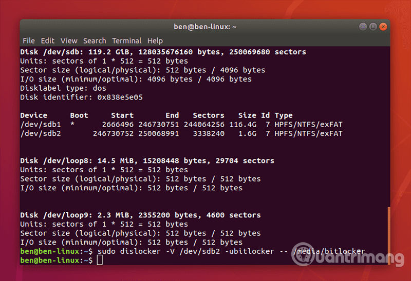Liệt kê tất cả các phân vùng có sẵn