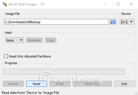 Tạo bản sao lưu với Win32 Disk Imager