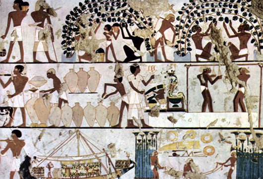 Hình vẽ trên tường miêu tả phương pháp làm mát bằng hơi ẩm của người Ai Cập cổ đại​.