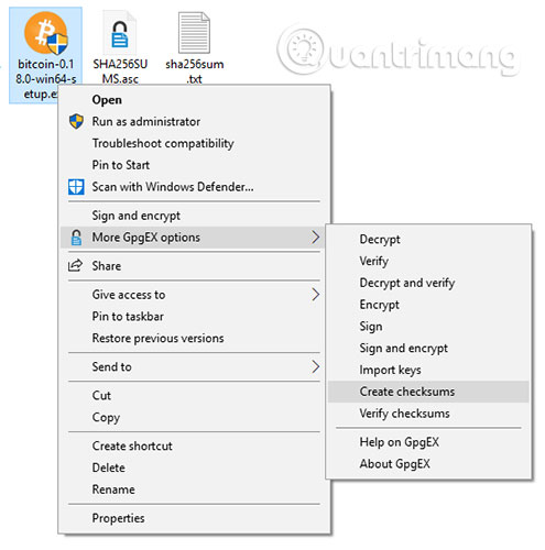 Xác nhận checksum file