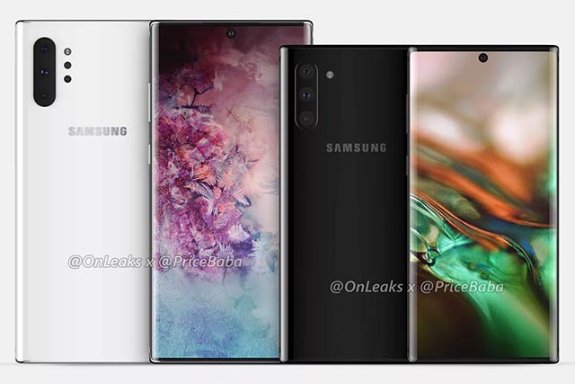 Hình ảnh rò rỉ về Galaxy Note 10 của @Onleaks và Pricebaba