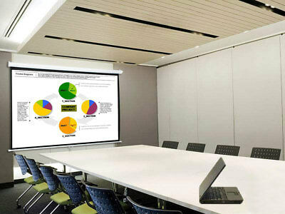 Màn chiếu điện treo tường không tốn nhiều diện tích sử dụng.