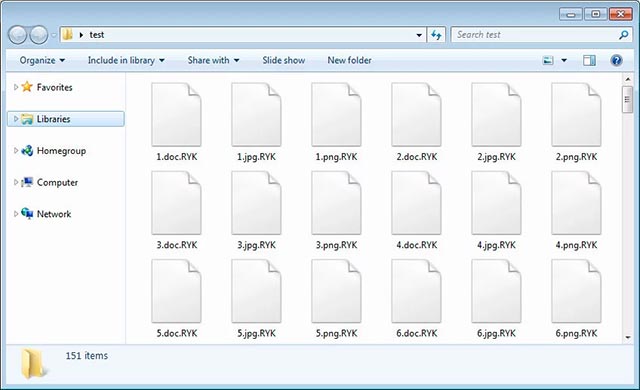 Tệp đã bị Ryuk Ransomware mã hóa