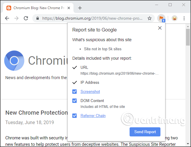 Extension Suspicious Site Reporter