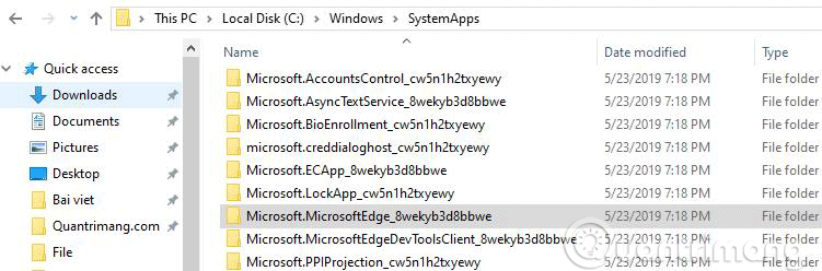 Đổi tên thư mục Microsoft Edge 