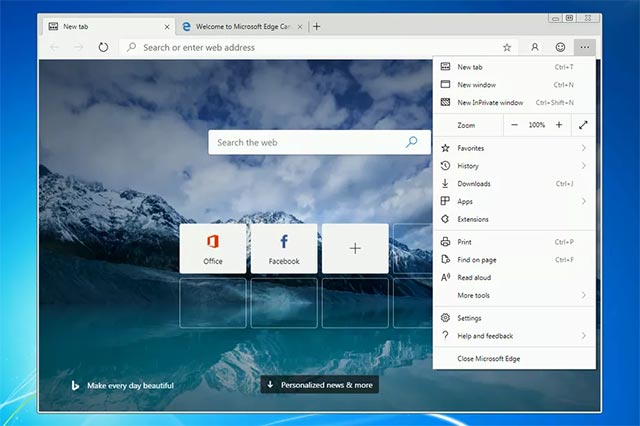 Trình duyệt Edge Chromium cho Windows 7
