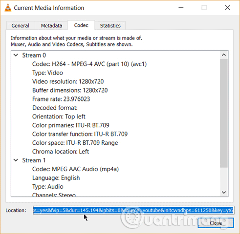 Click vào Codec Information 