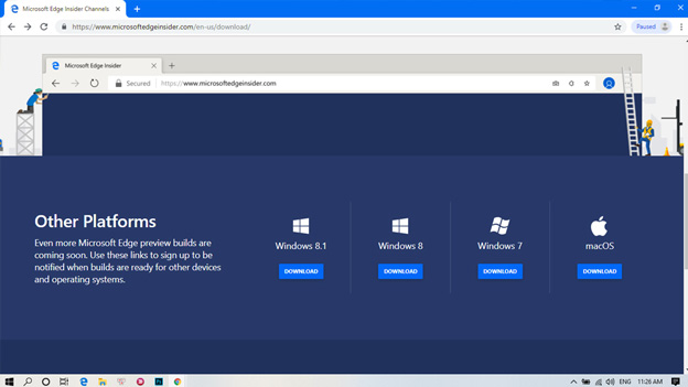 Microsoft đã phát hành phiên bản thử nghiệm trình duyệt Edge Chromium cho người dùng Windows 7 và Windows 8/8.1