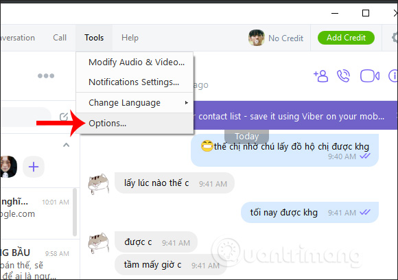 Thiết lập lại Viber