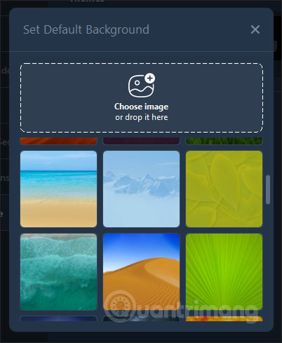 Chọn hình nền sẵn có