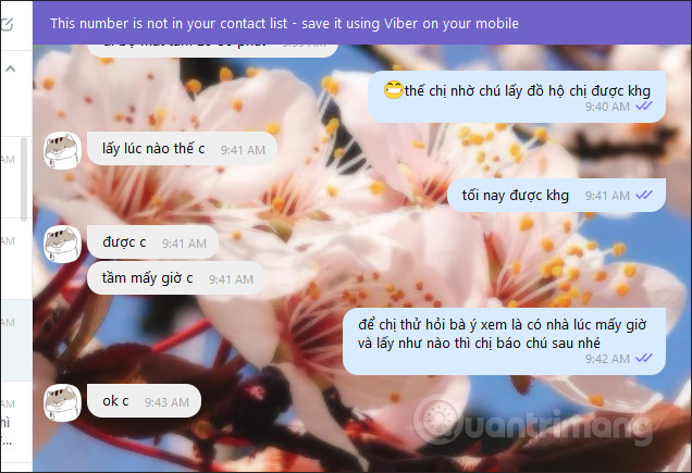 Giao diện Viber đổi hình nền