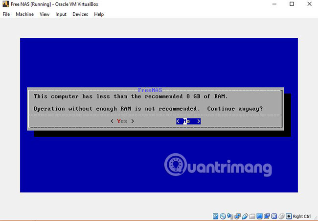 Thông báo nếu RAM thấp hơn mức đề xuất