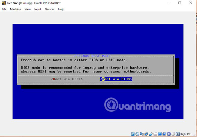 Chọn tùy chọn Boot via Bios
