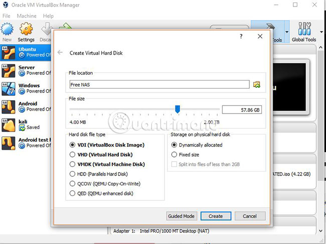 Khi ổ cứng được tạo, hãy nhấp vào nút Create