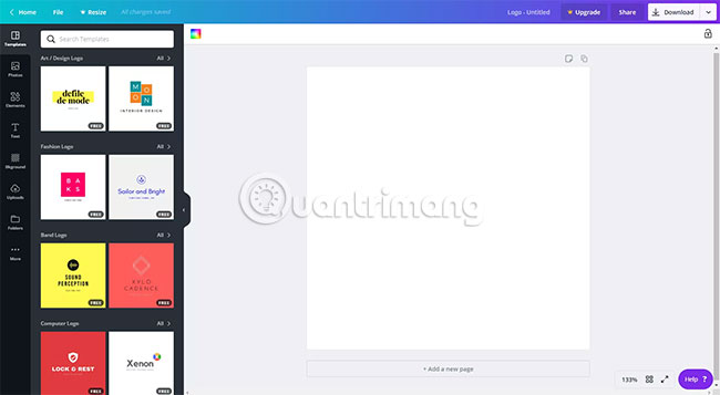 Xác định template muốn sử dụng