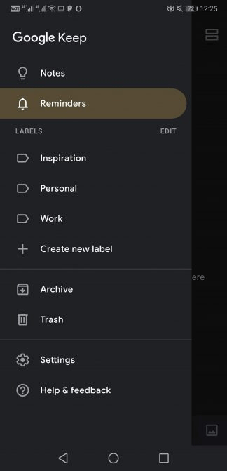 Lời nhắc nhở trên Google Keep