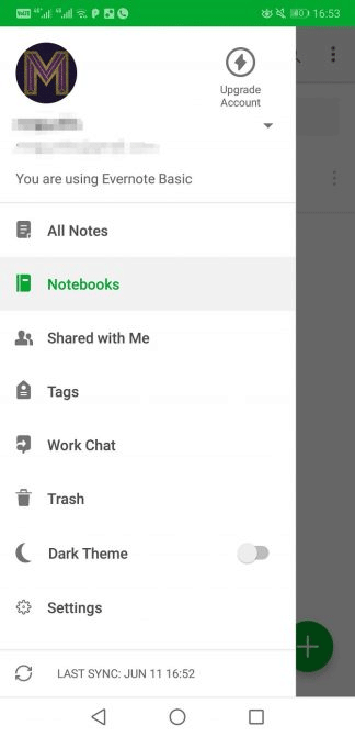 Danh sách ghi chú trong Evernote