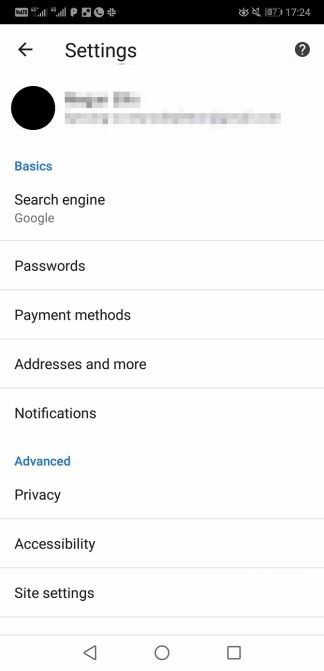 Cài đặt của Google Chrome