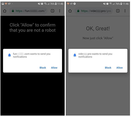 Hộp thoại xác minh yêu cầu quyền gửi thông báo