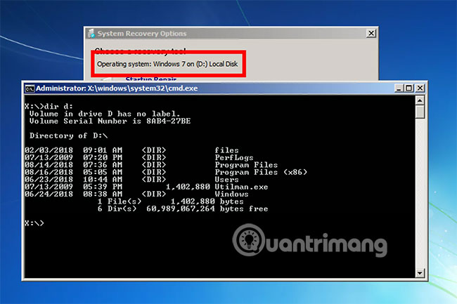 Ký tự ổ cài đặt Windows có thể thay đổi trong System Recovery Options