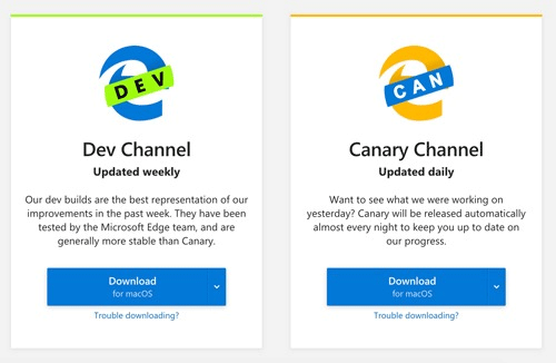 Chọn Dev hoặc Canary