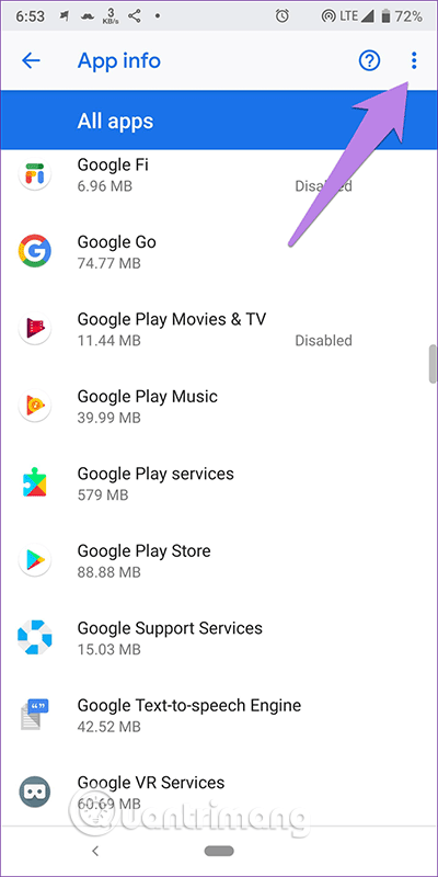 Chạm vào icon ba chấm