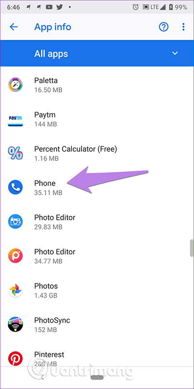 Chạm vào ứng dụng Phone