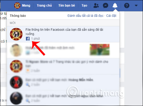 Thông báo file dữ liệu