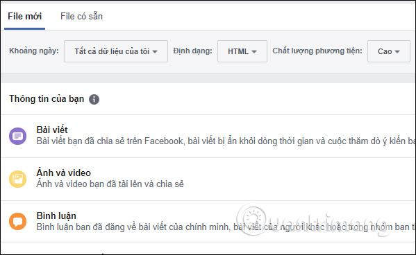 Chọn định dạng
