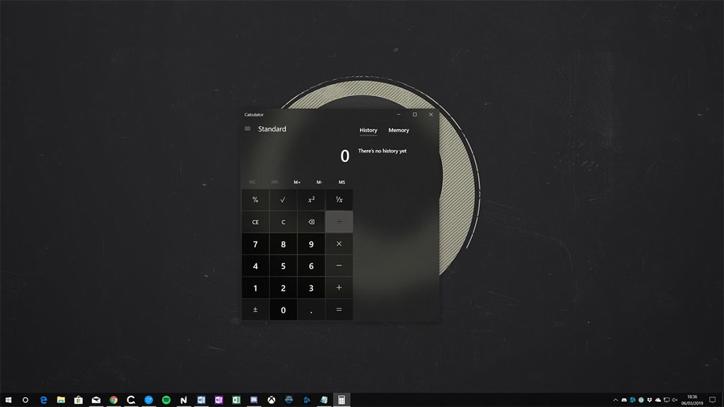 Windows 10 Calculator có giao diện được thiết kế đơn giản